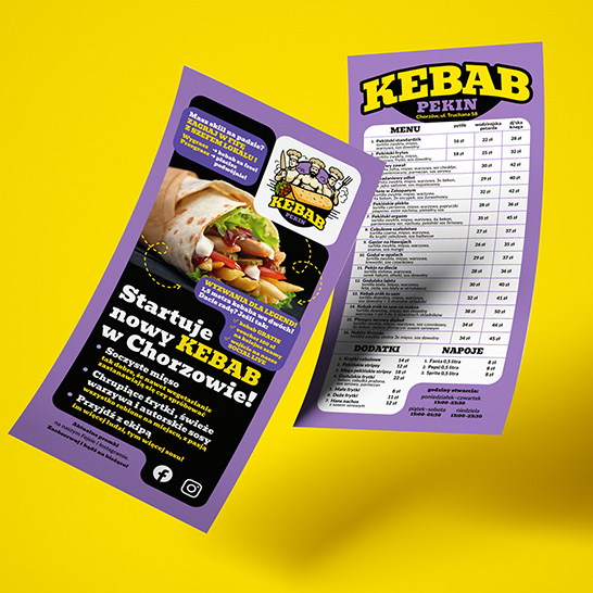 ulotka dla Kebab Pekin - realizacja Pracownia Projektowa Zygzak