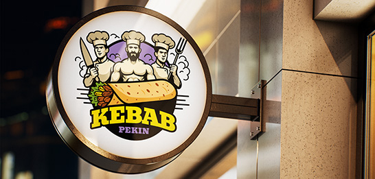 logo Kebab Pekin - szyld - realizacja Pracownia Projektowa Zygzak